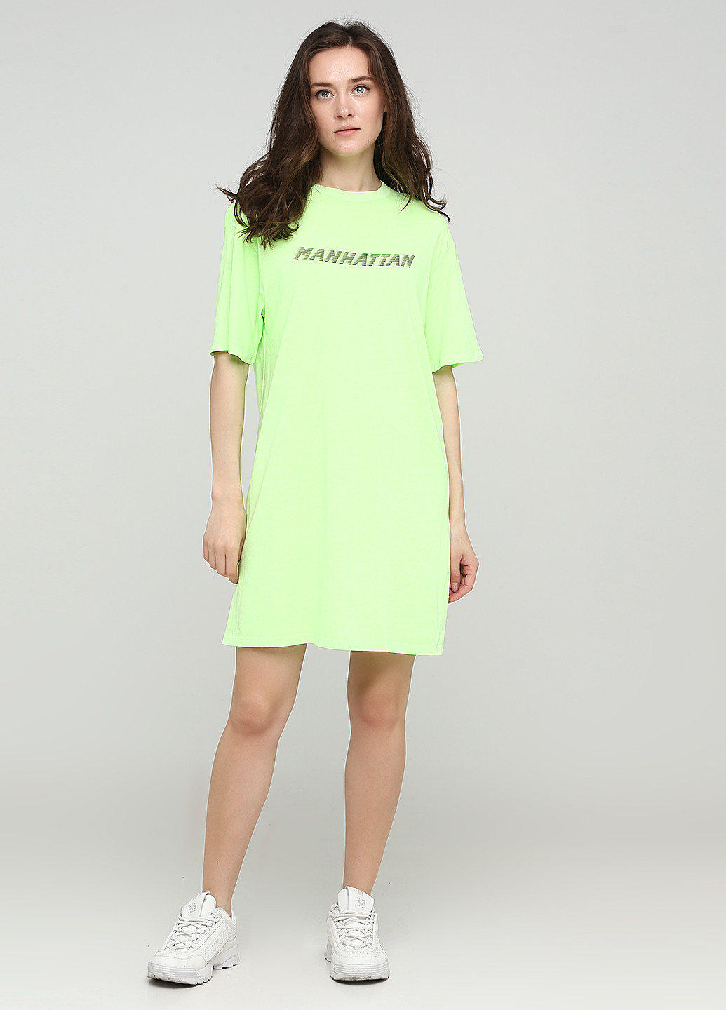 Салатова кежуал сукня сукня-футболка H&M з написами