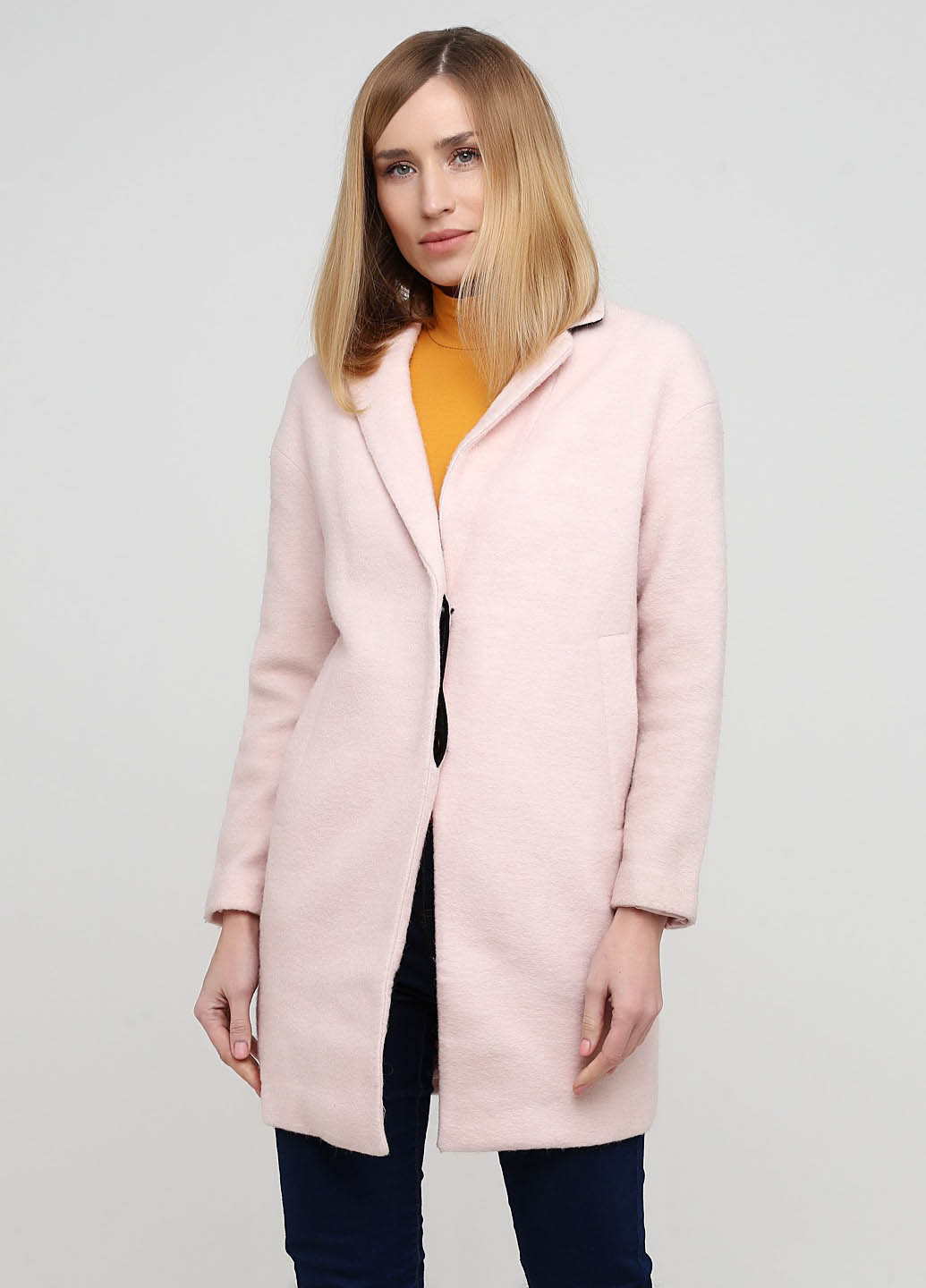 Светло-розовое демисезонное Пальто однобортное Only