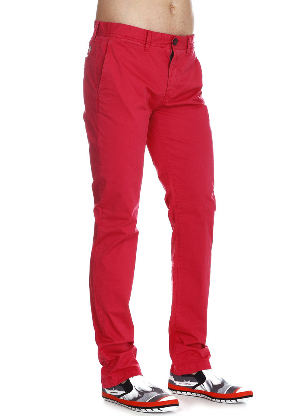 Красные кэжуал демисезонные зауженные брюки Pepe Jeans