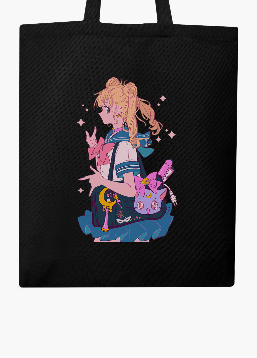 Еко сумка шоппер Сейлор Мун (Sailor Moon) (9227-2910-BK) MobiPrint (235784791)