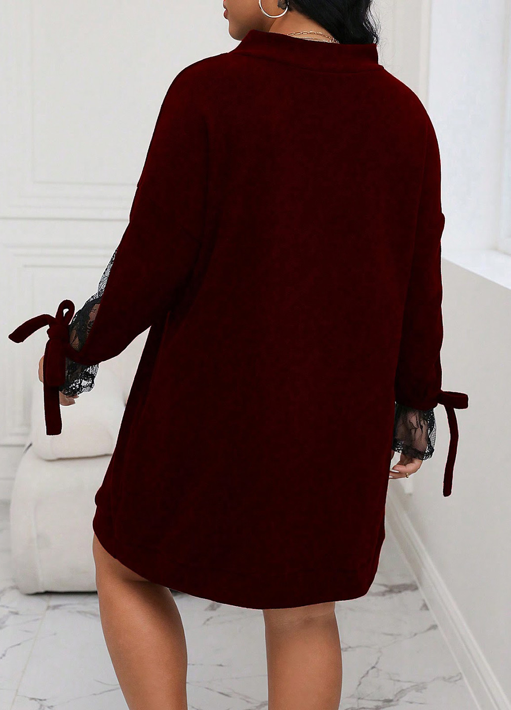 Темно-бордова кежуал сукня а-силует SHEIN однотонна