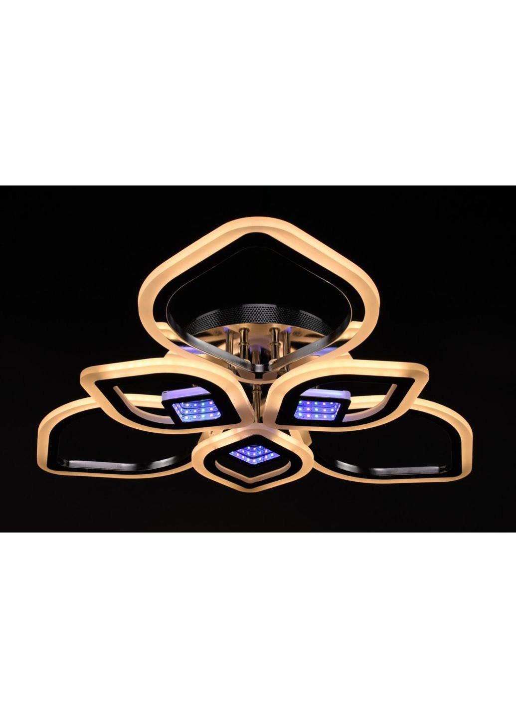 Люстра стельова LED з пультом A2721/3+3-3D-ch Хром 10х60х60 см. Sunnysky (253628884)