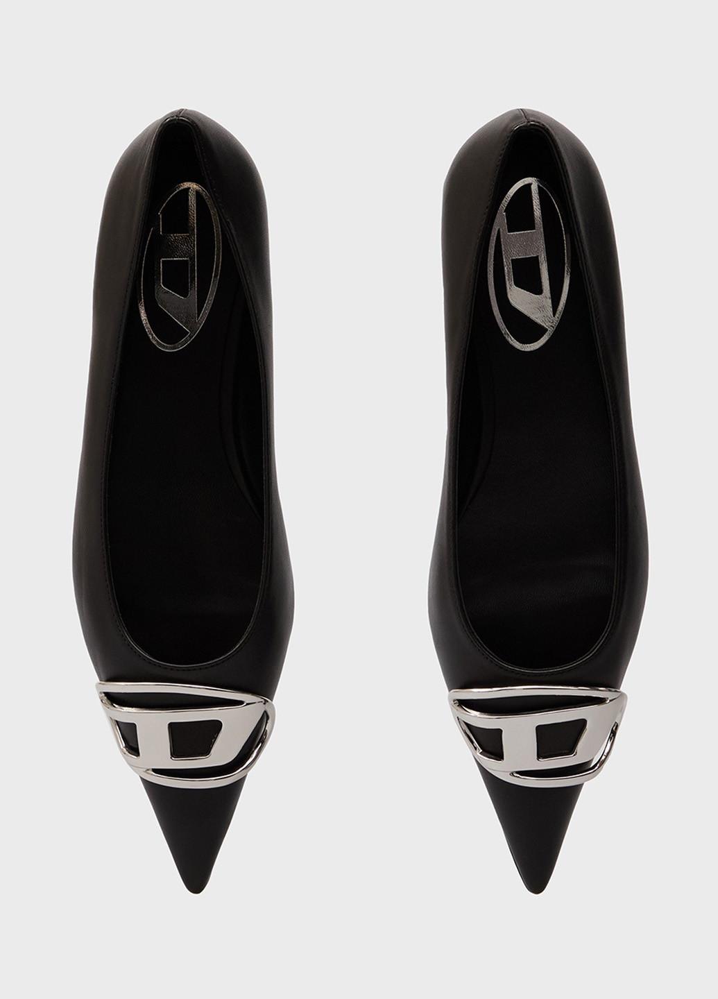 Жіночі балетки Diesel | чорні однотонні пряжка, логотип натуральна шкіра (366292929)