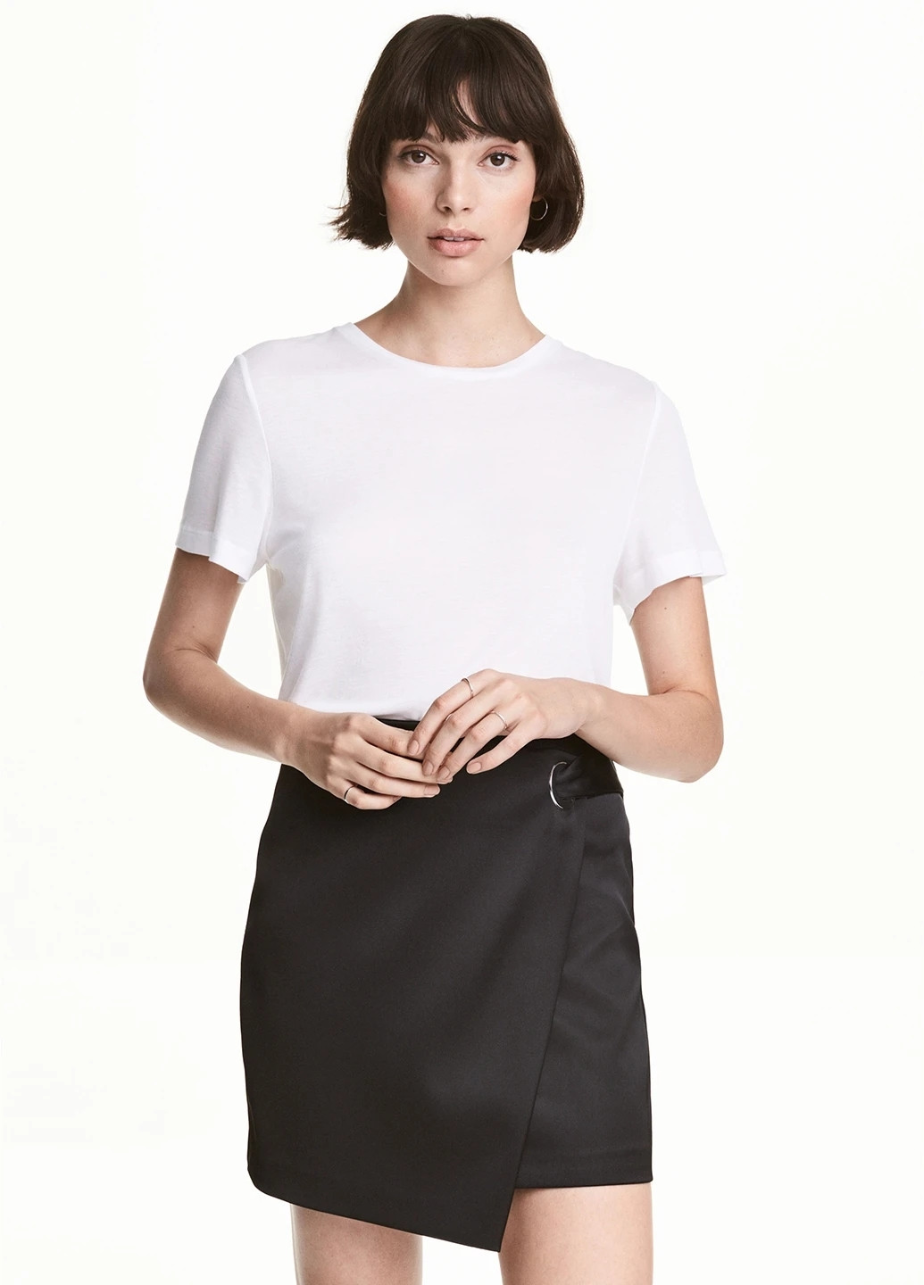 Черная кэжуал однотонная юбка H&M на запах