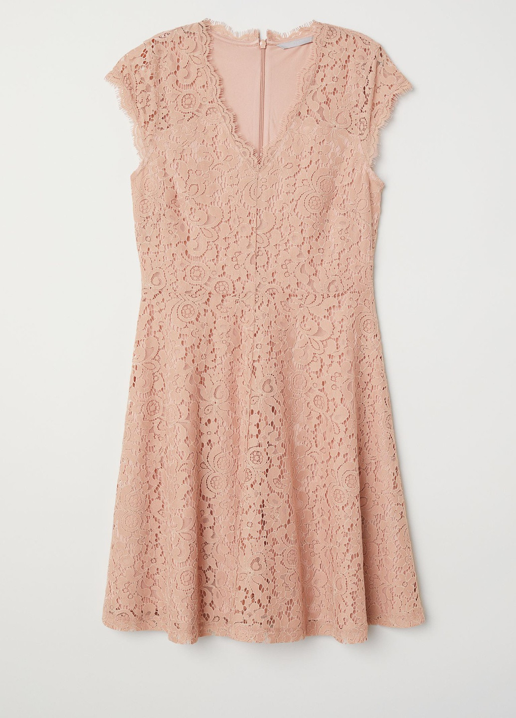 Розовое повседневный кружевное платье H&M однотонное
