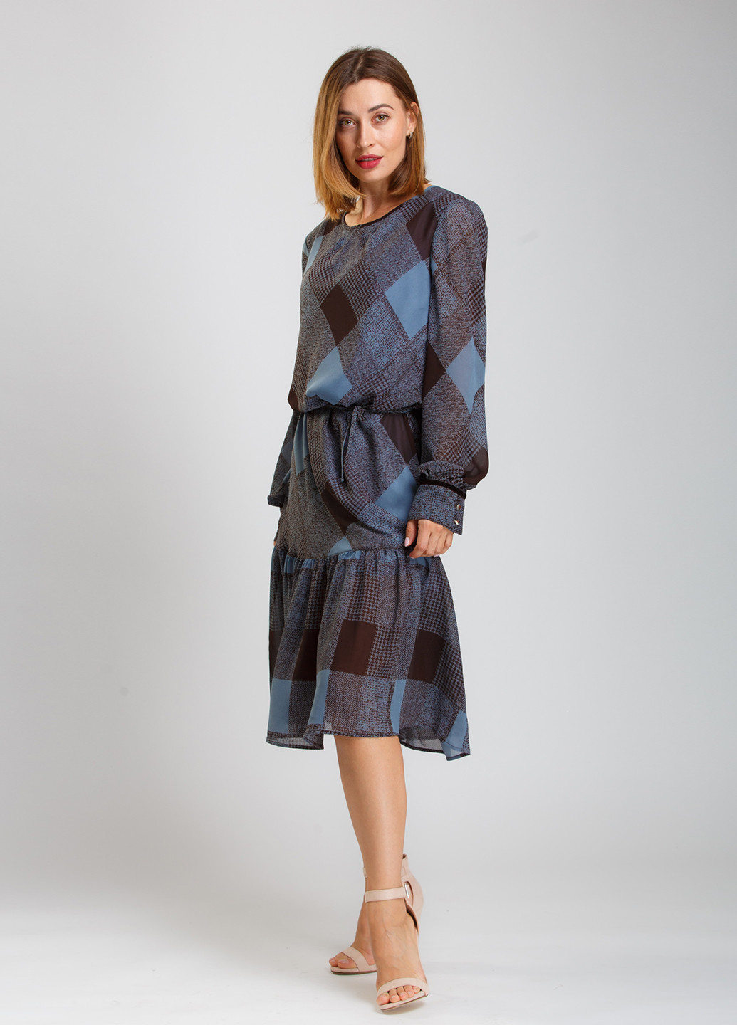 Комбинированное кэжуал платье Alberto Bini в клетку