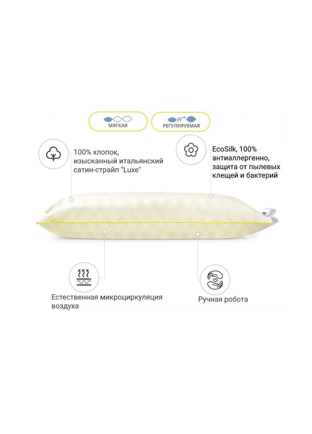 Подушка антиалергенна Carmela Eco-Soft Hand Made 492 низька 40х60 (2200000624734) Mirson (254053310)