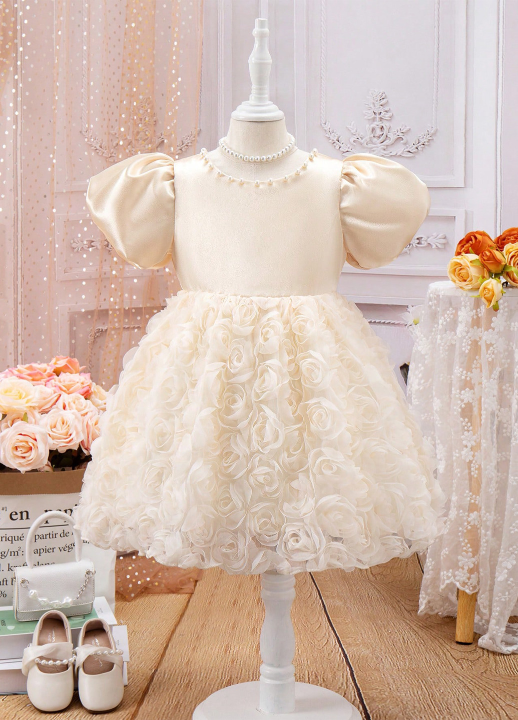 Кремовое платье SHEIN (366748265)