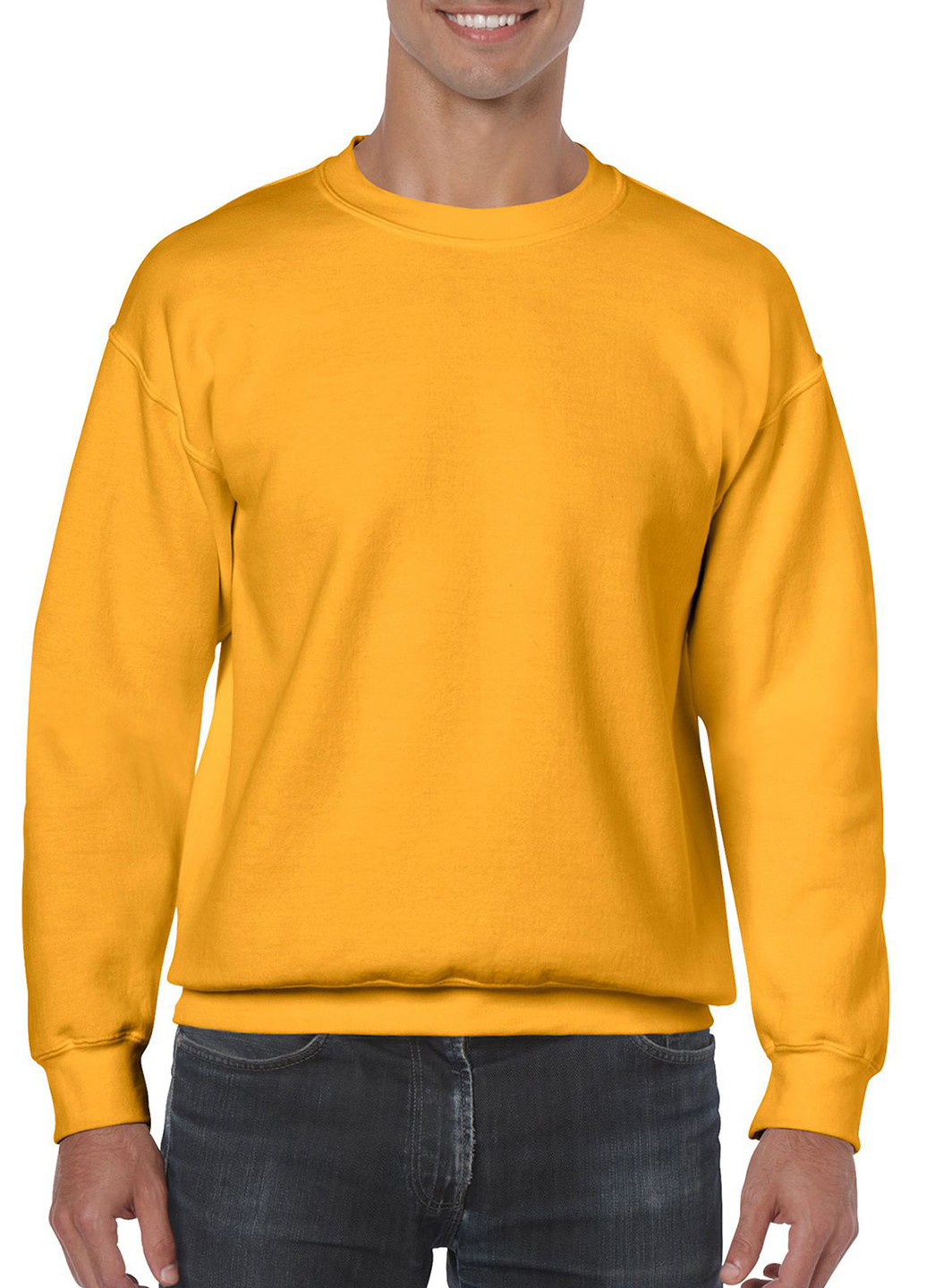 Свитшот Gildan - Прямой крой однотонный желтый кэжуал хлопок, полиэстер - (196544463)