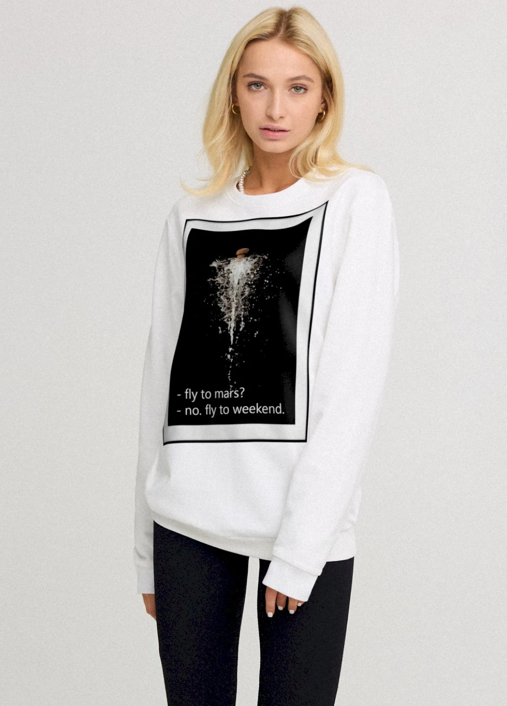 Білий світшот жіночий oversize / no flis / YAPPI малюнок (250140895)