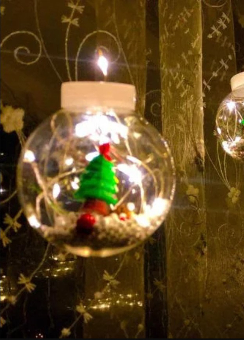 Гірлянда штора-бахрома 3м*1,5м новорічні кульки 10шт Ялинка+ з'єднувач, 8 режимів теплий-білий Led (251371751)