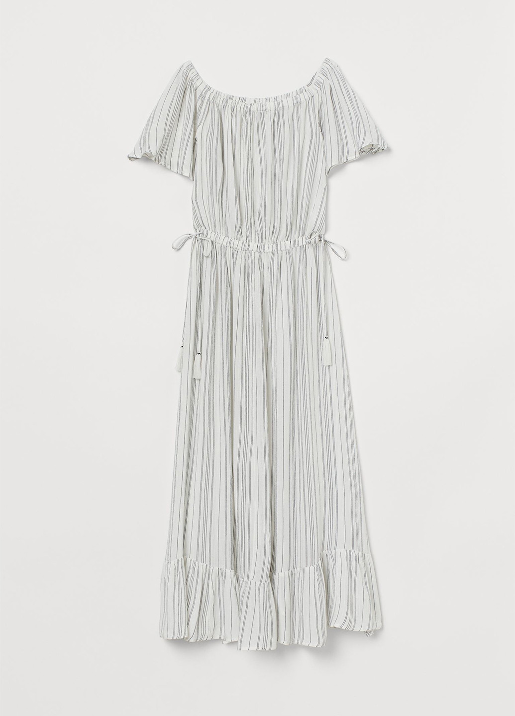 Белое кэжуал платье а-силуэт H&M в полоску
