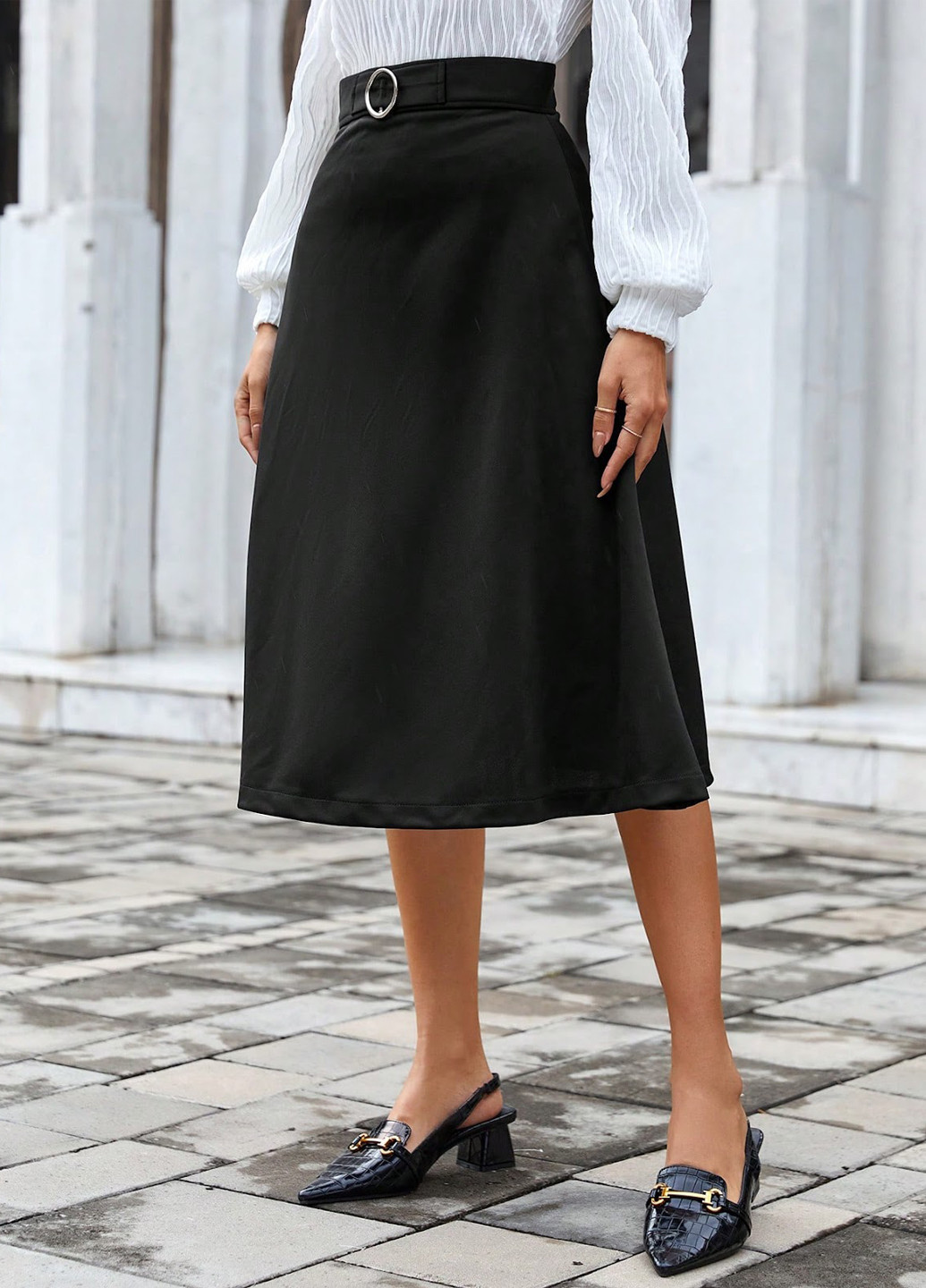 Черная кэжуал, офисная однотонная юбка SHEIN тюльпан