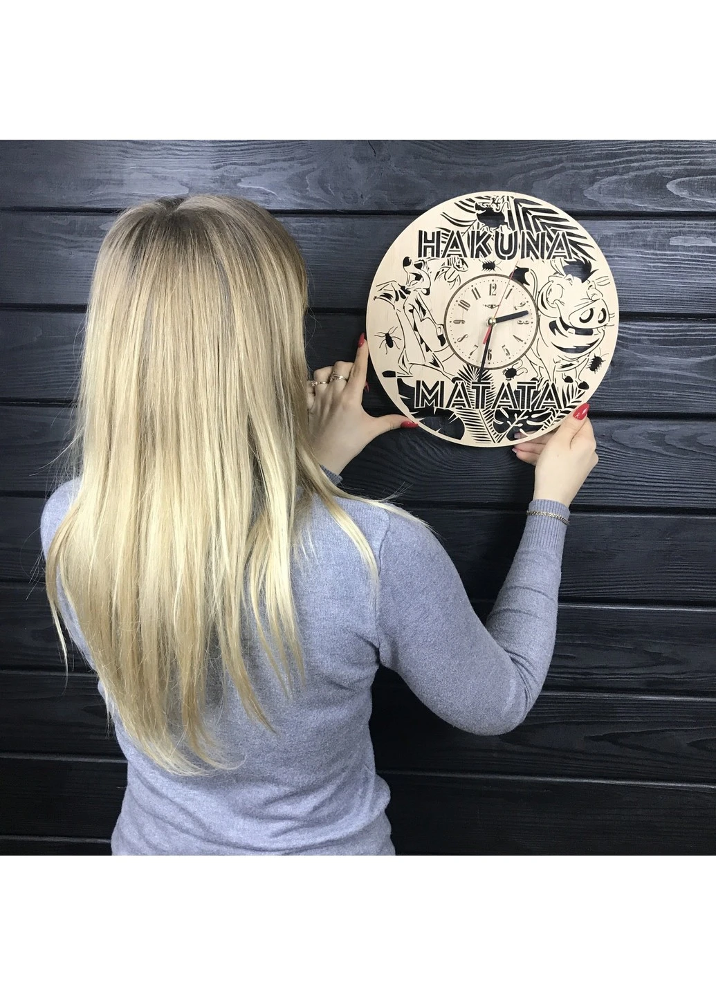 Дитячий настінний дерев`яний годинник «Тімон і Пумба» 7Arts (253567024)