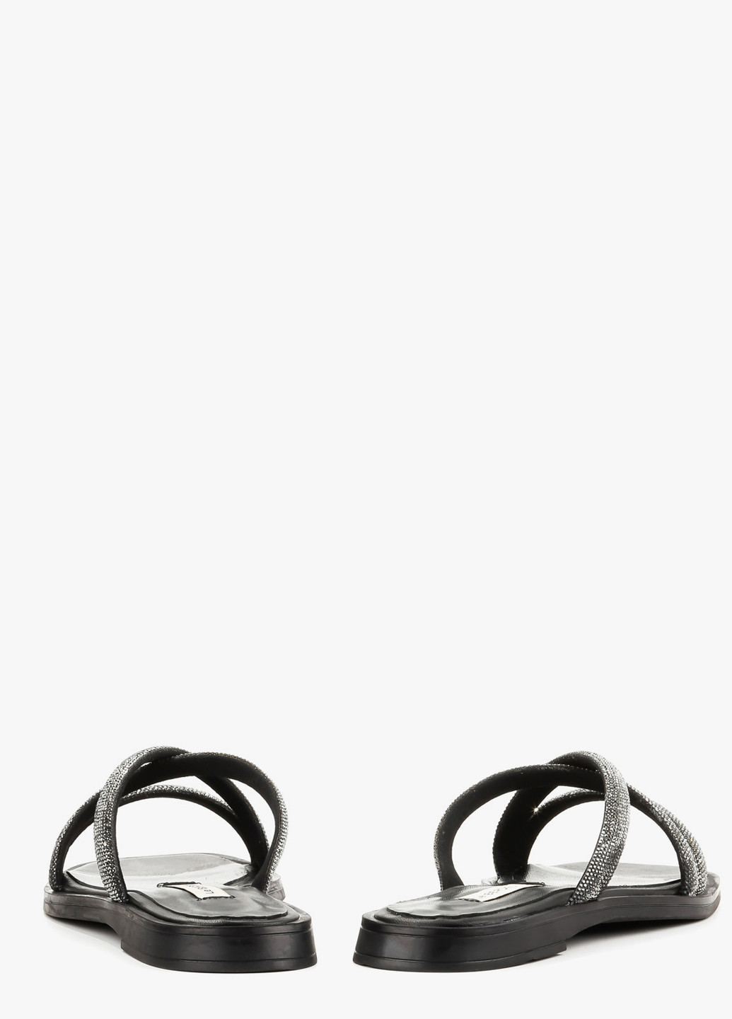 Черные шлепанцы Le'BERDES со стразами