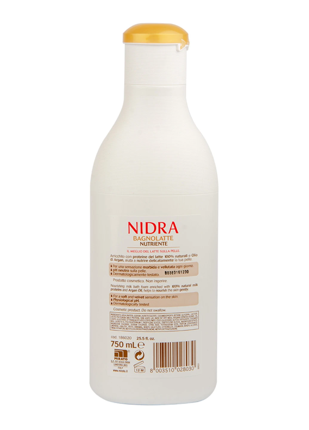 Піна-молочко для ванни Nutriente 750 мл Nidra (219357579)
