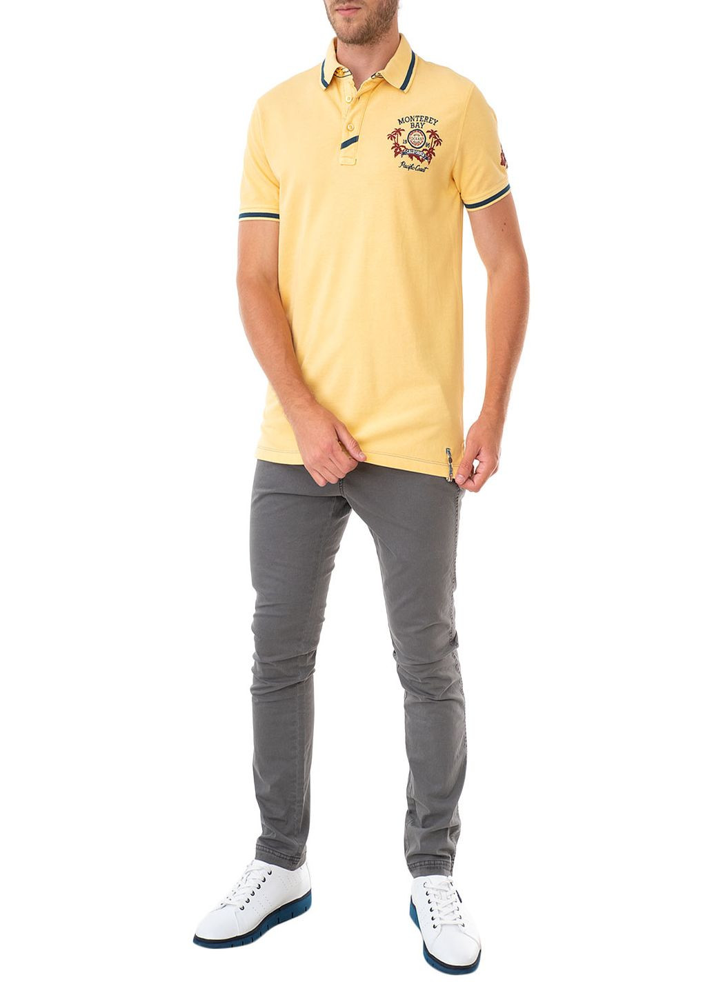 Желтая футболка-поло чоловіче для мужчин E-Bound однотонная