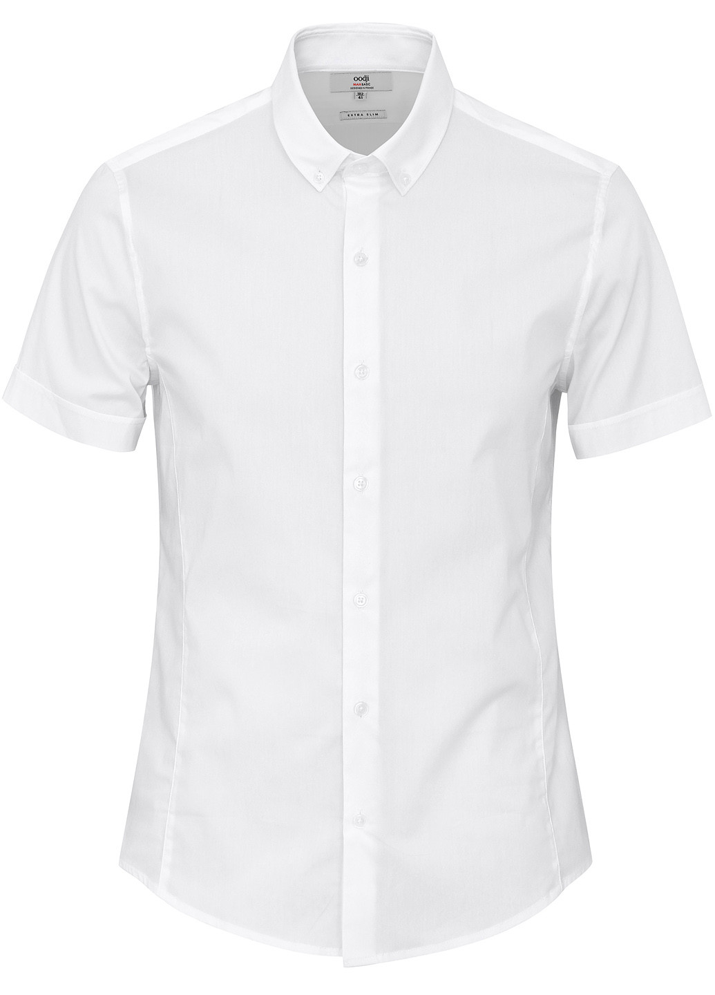 Белая кэжуал рубашка Oodji с коротким рукавом
