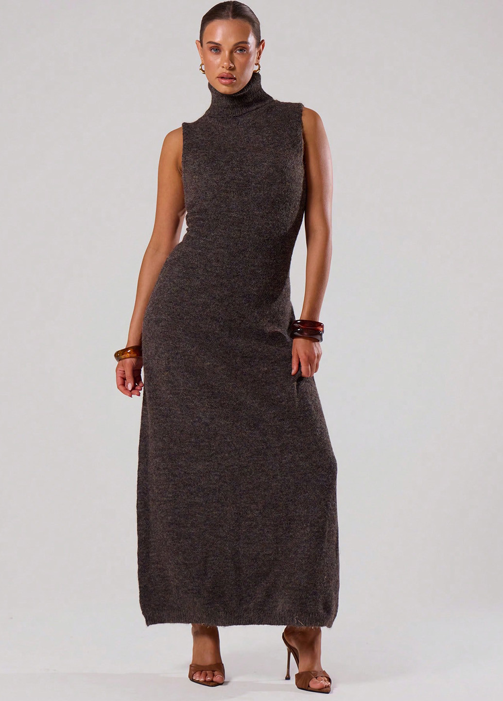 Темно-коричнева кежуал сукня SHEIN меланжева