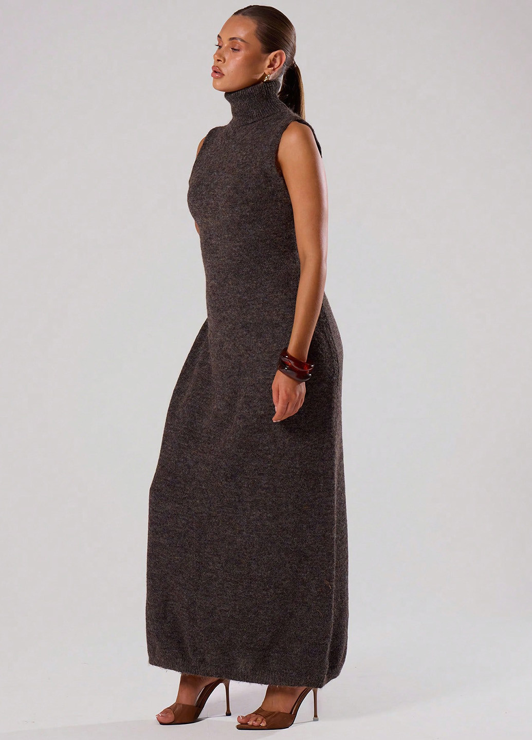 Темно-коричнева кежуал сукня SHEIN меланжева