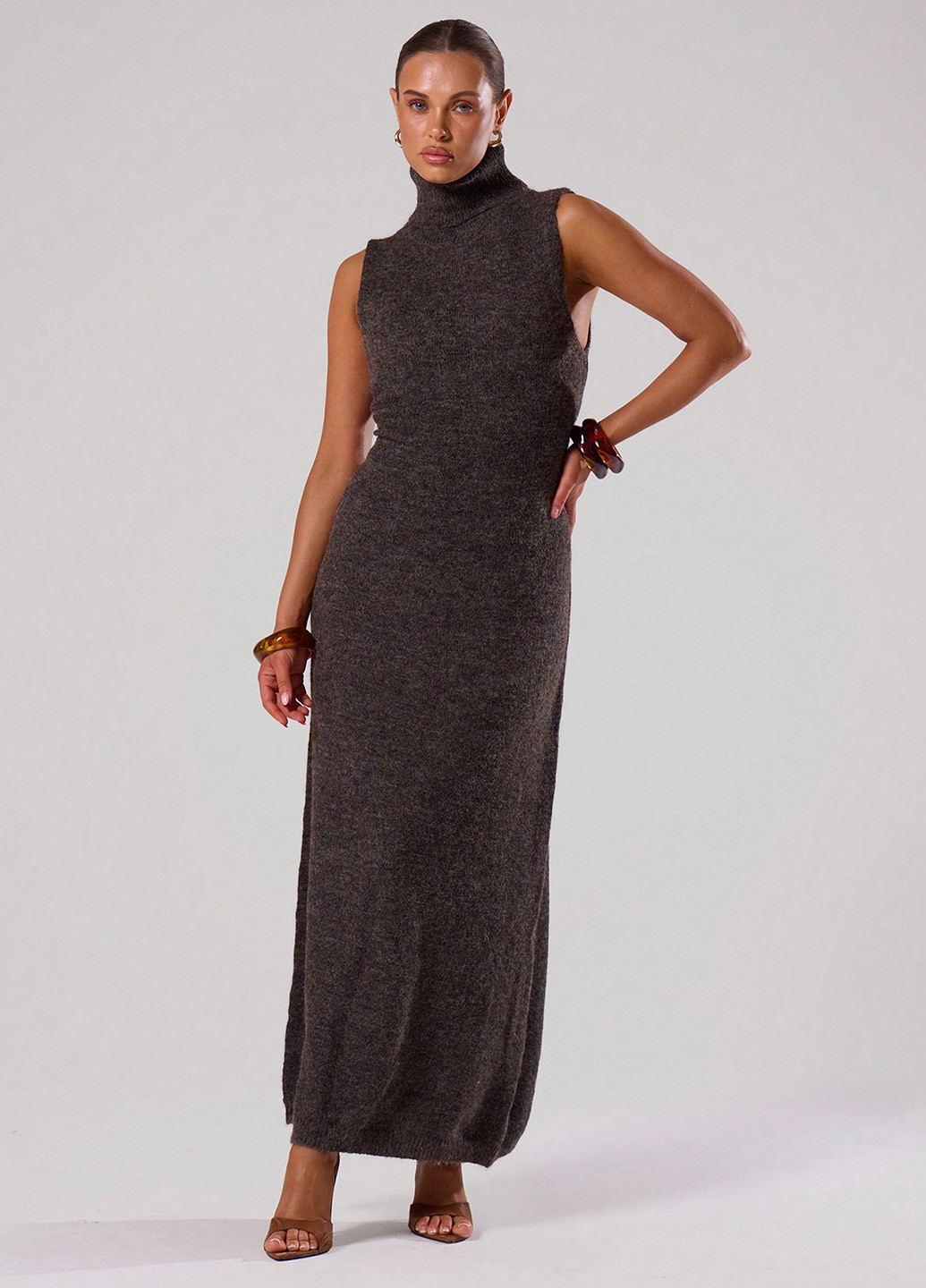 Темно-коричнева кежуал сукня SHEIN меланжева