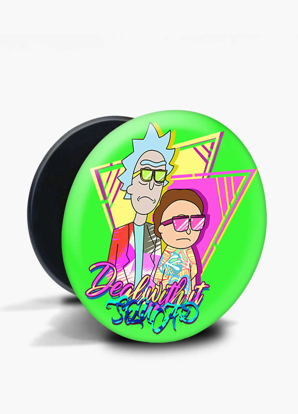 Попсокет (Popsockets) тримач для смартфону Рік і Морті (Rick and Morty) (8754-1228) Чорний MobiPrint (216748406)
