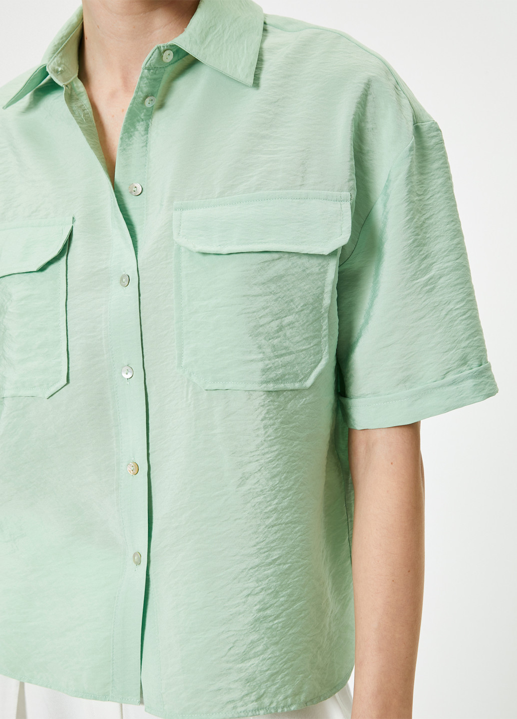Мятная кэжуал рубашка однотонная KOTON