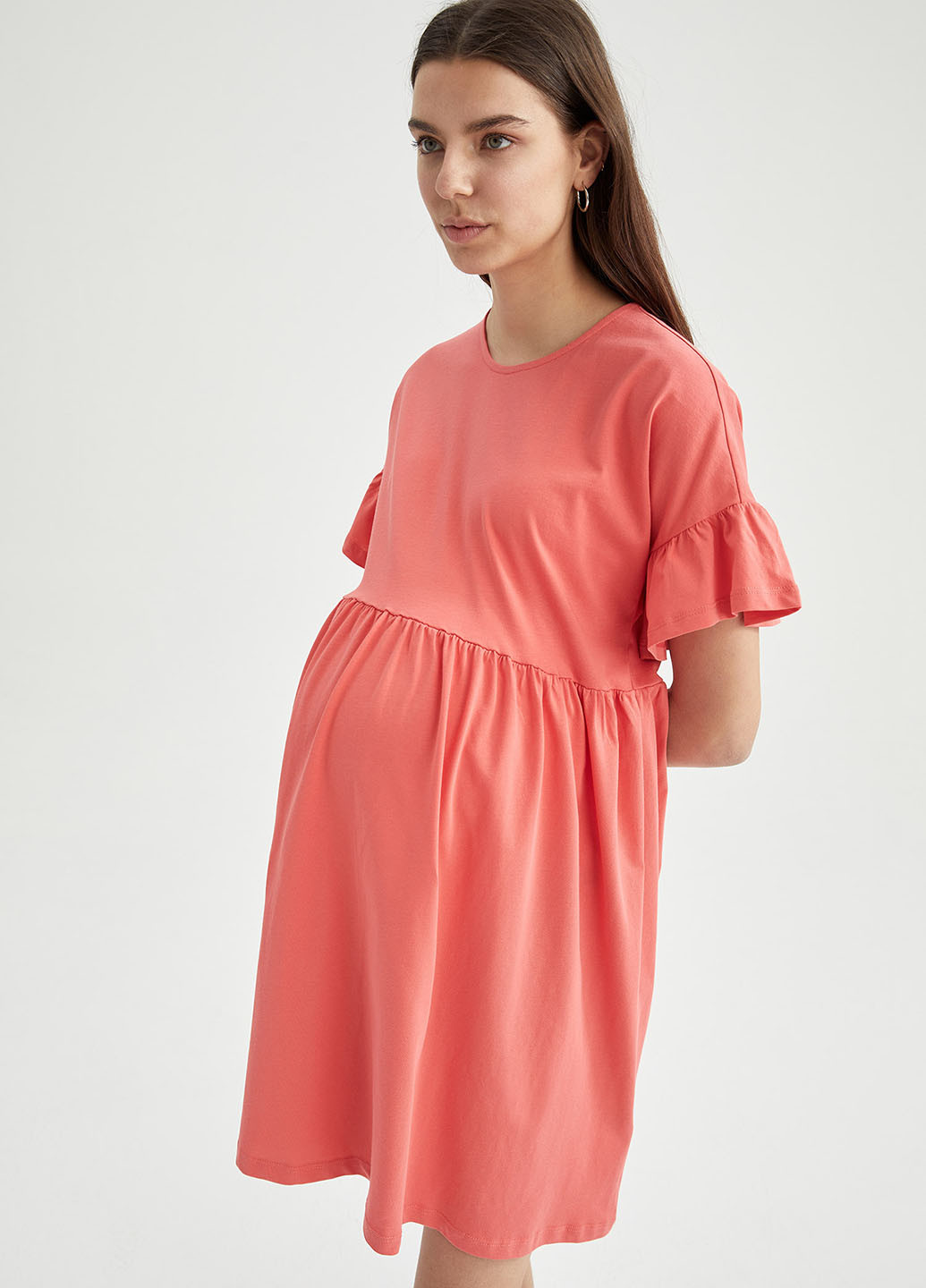 Коралловое кэжуал платье для беременных оверсайз DeFacto