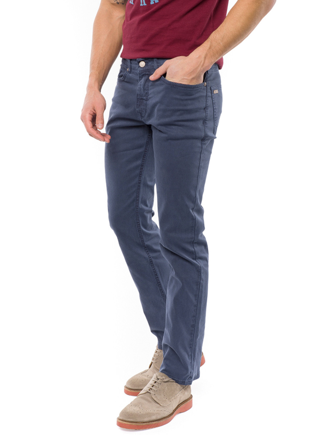 Темно-синие кэжуал демисезонные со средней талией брюки MR 520