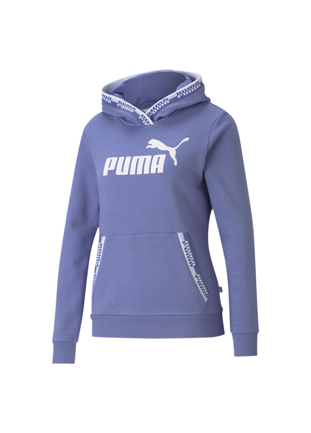 Толстовка Amplified Women's Hoodie Puma однотонная синяя спортивная хлопок, полиэстер