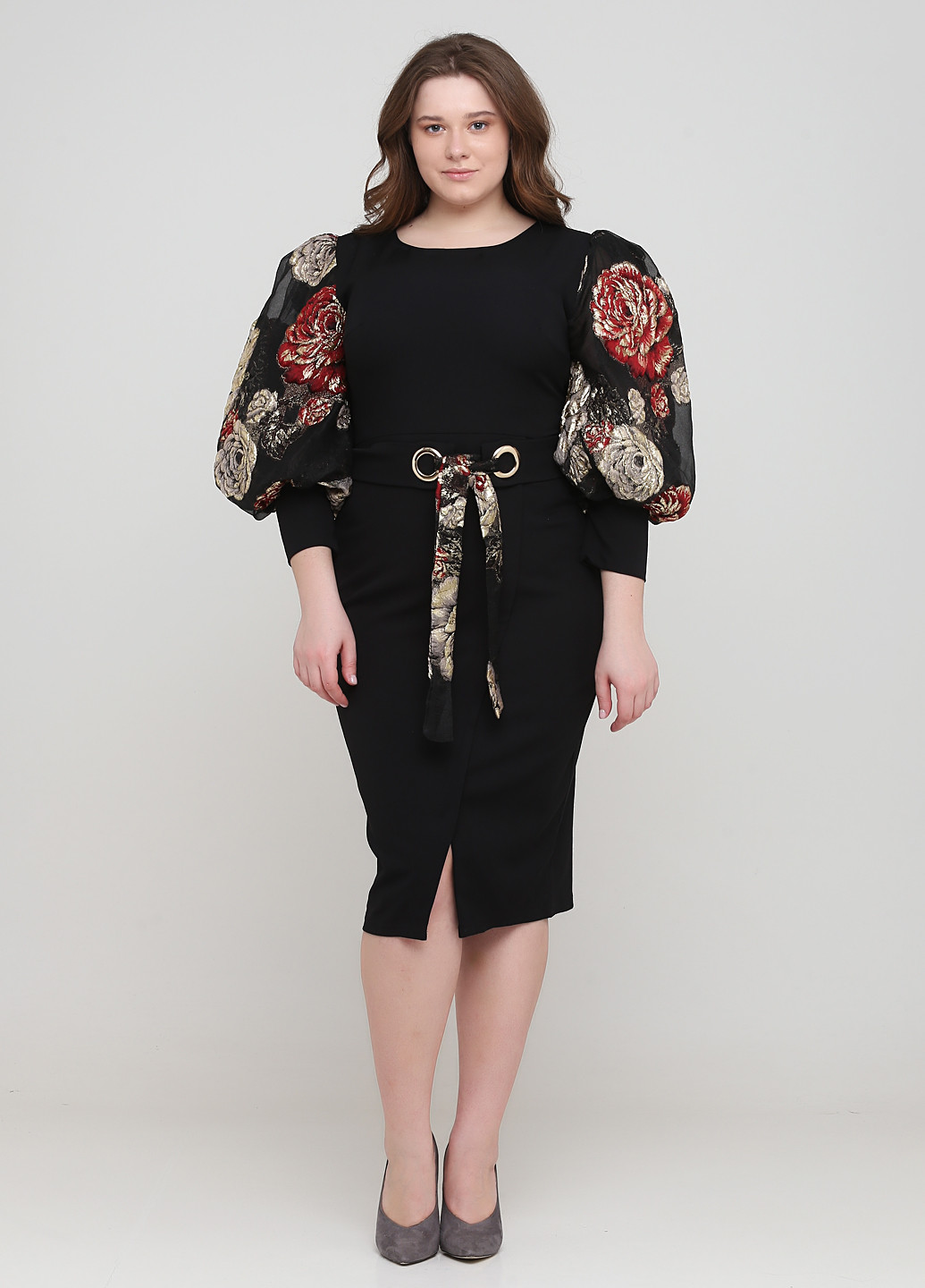 Черное кэжуал платье футляр Arizona с цветочным принтом
