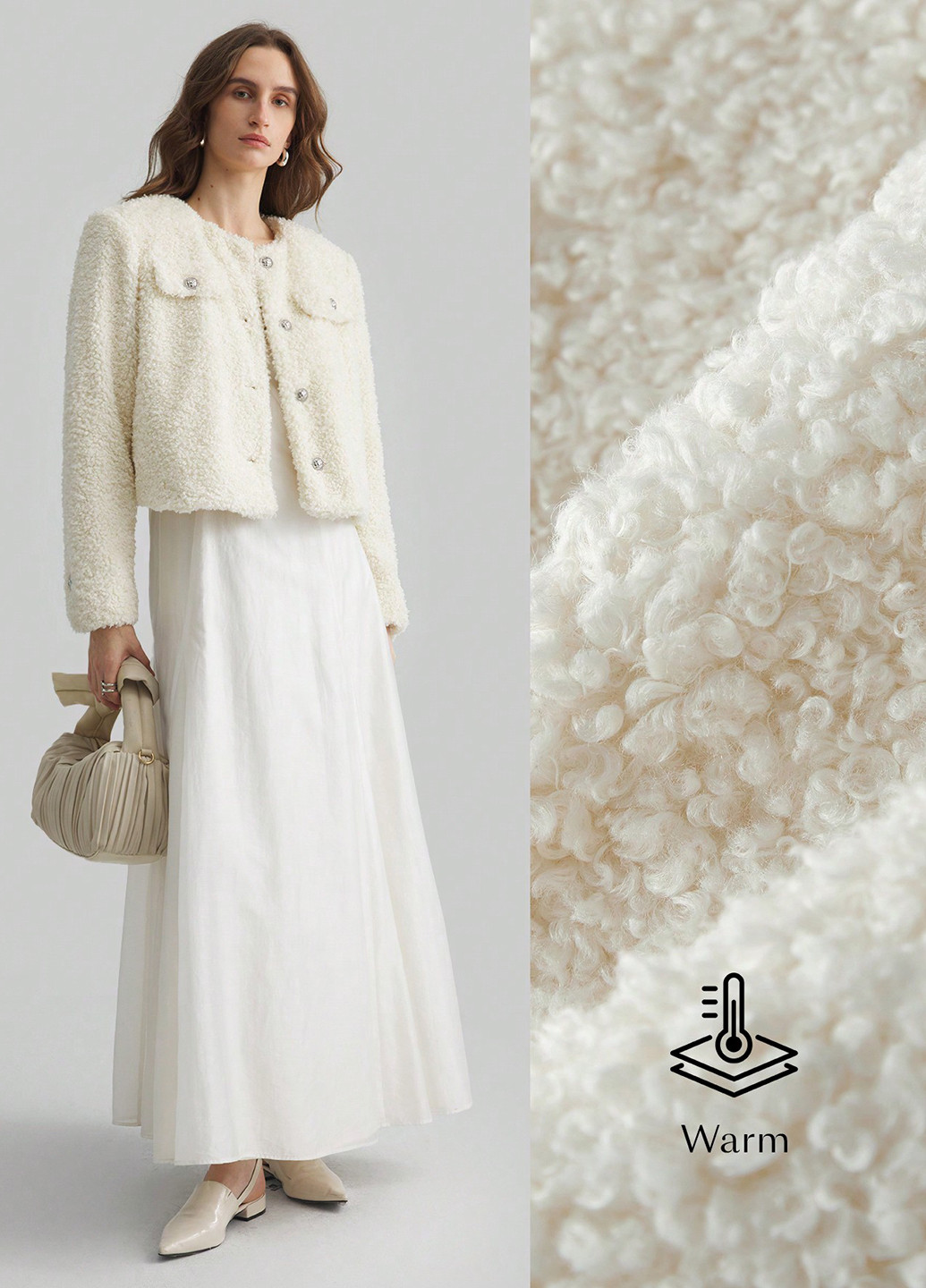 Молочна демісезонна куртка куртка-піджак SHEIN