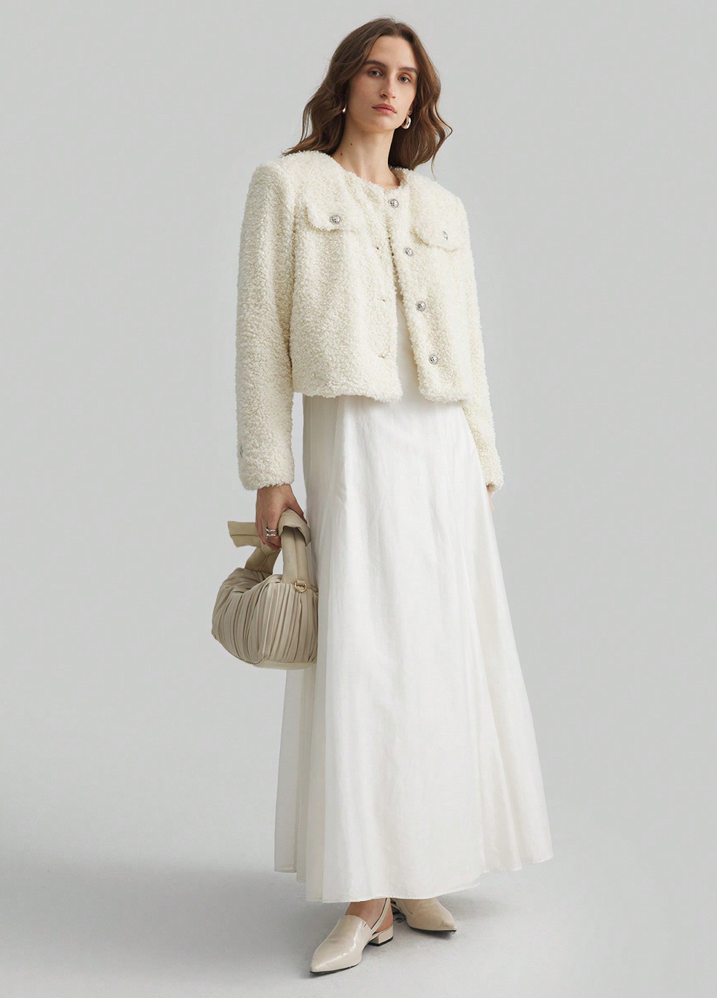 Молочна демісезонна куртка куртка-піджак SHEIN