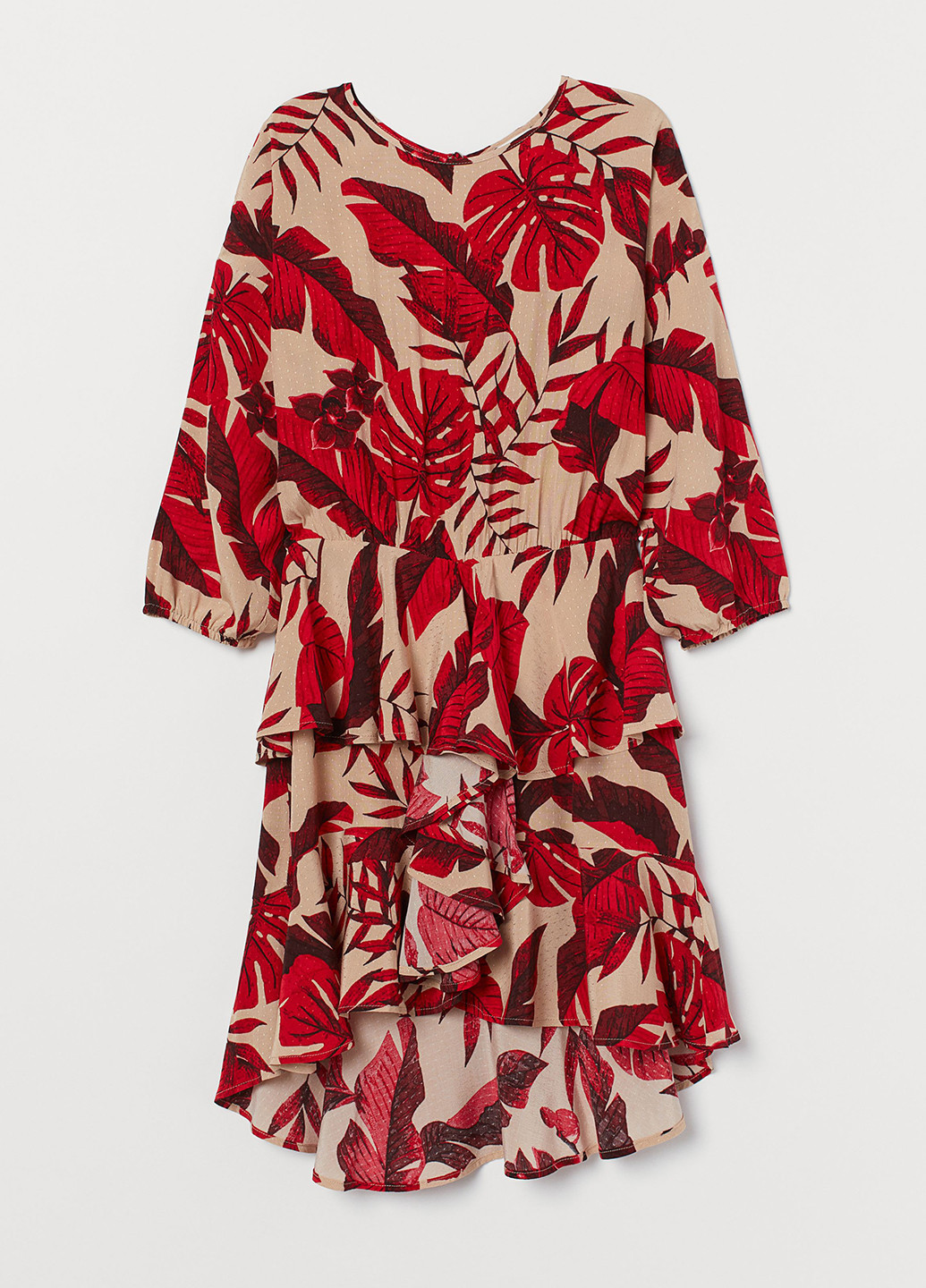 Красное кэжуал платье клеш H&M с рисунком