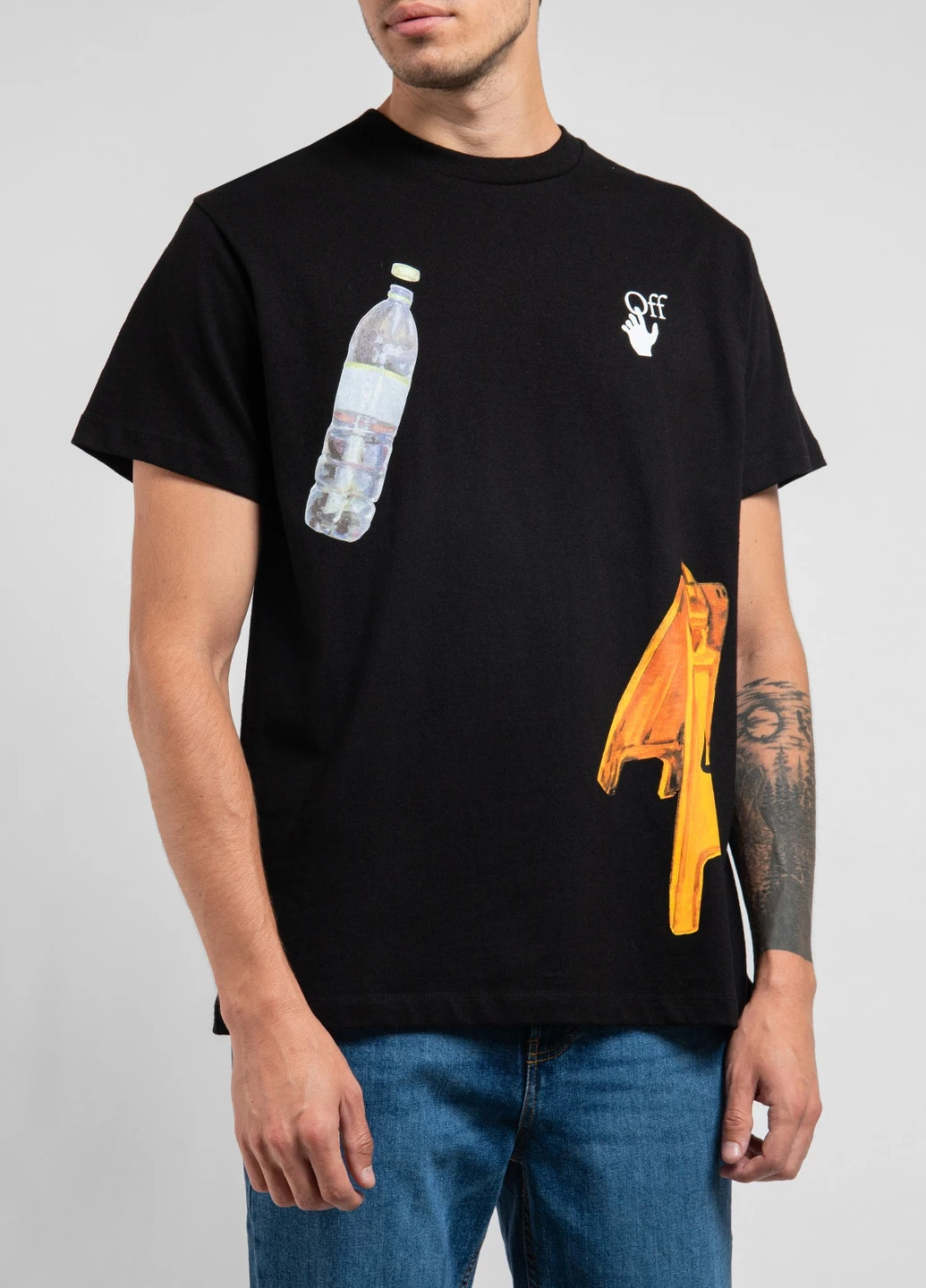 Чорна чорна футболка з яскравим принтом Off-White