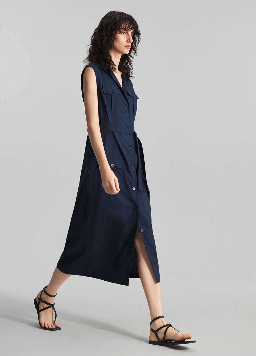 Індиго кежуал сукня сукня-сорочка SHEIN однотонна