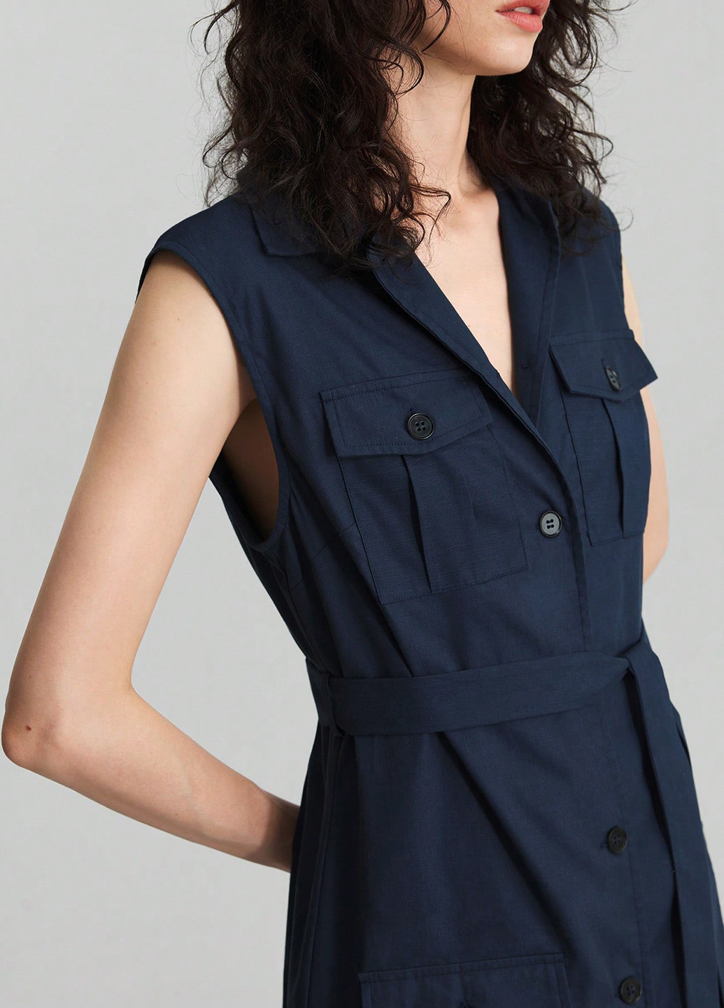 Індиго кежуал сукня сукня-сорочка SHEIN однотонна