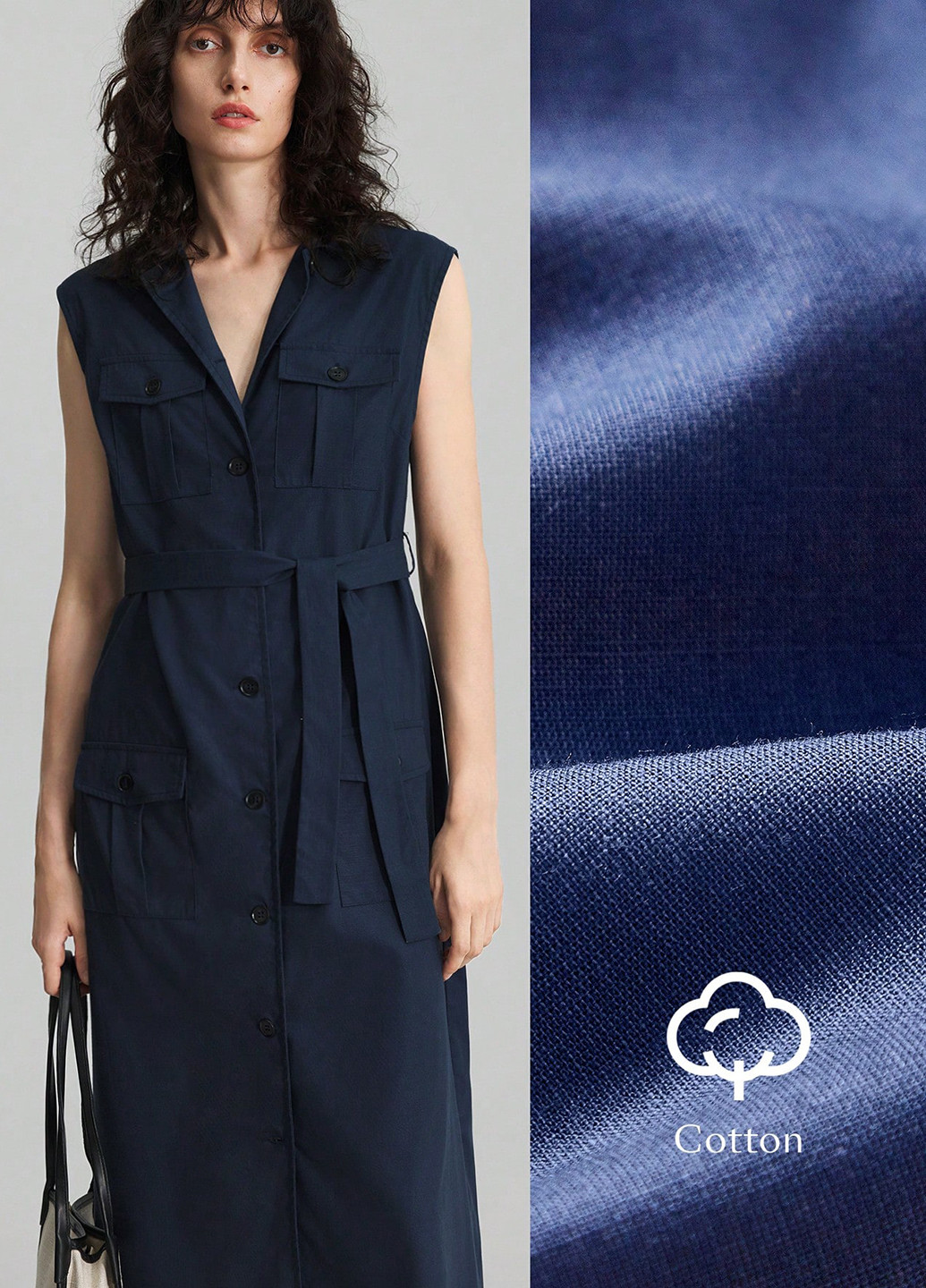 Індиго кежуал сукня сукня-сорочка SHEIN однотонна