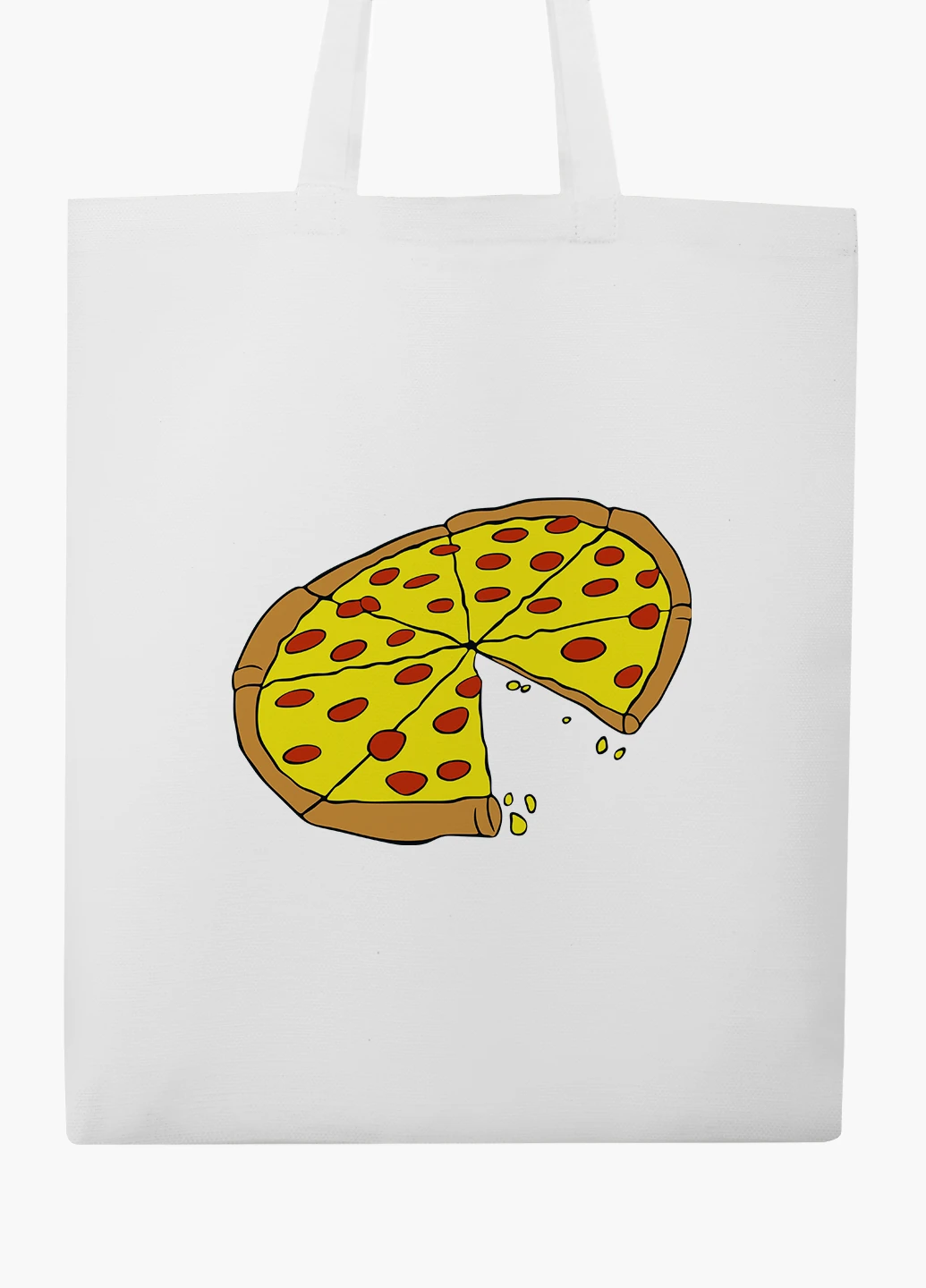 Эко сумка шоппер белая Пицца (Pizza) (9227-2078-WT2) Еко сумка шоппер біла 41*35 см MobiPrint (219151184)