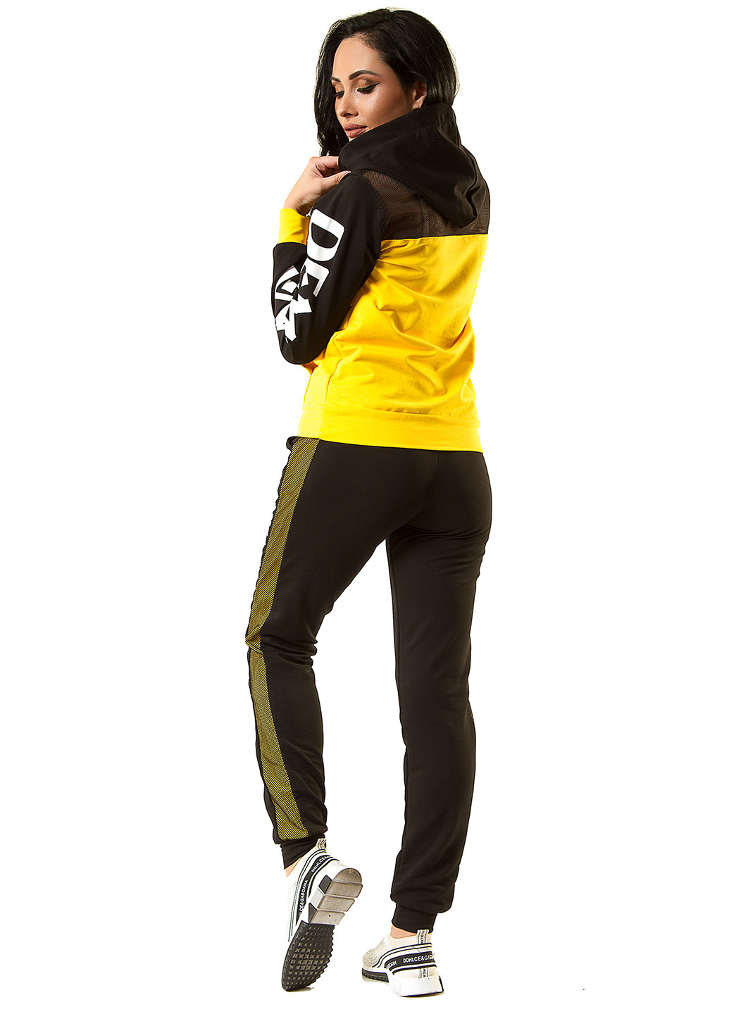 Костюм (худі, брюки) Demma напис жовтий спортивний трикотаж
