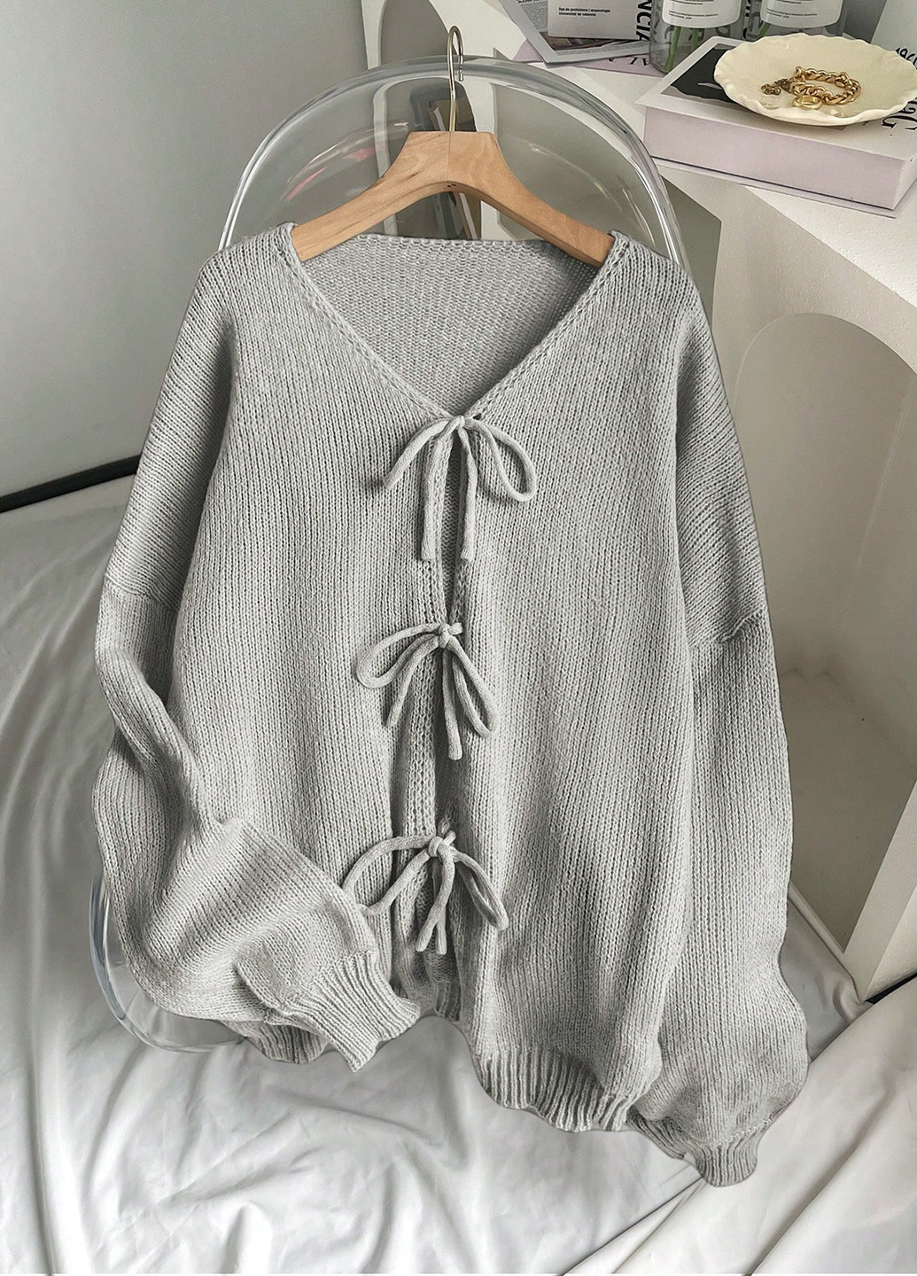 Серый демисезонный кардиган SHEIN