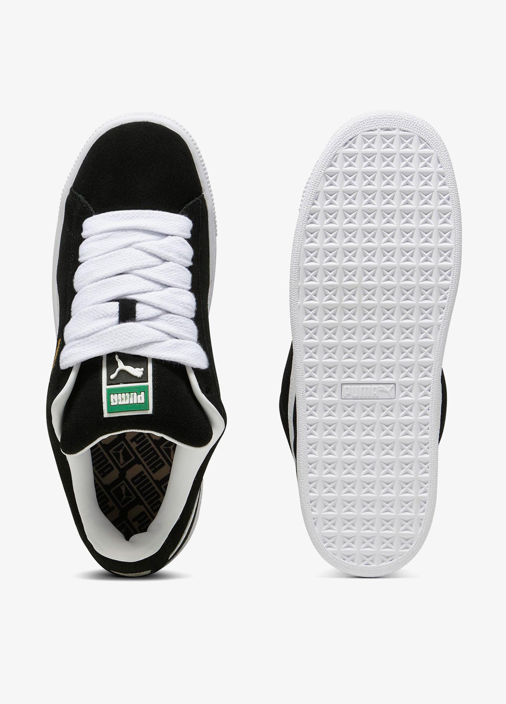 Черные кеды Puma SUEDE XL с тиснением, с белой подошвой, с логотипом