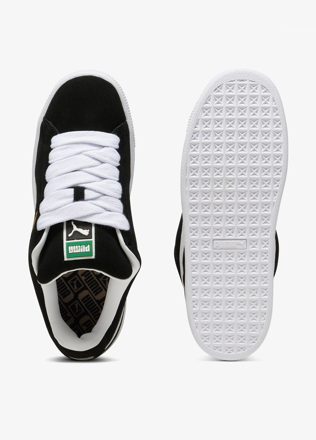 Черные кеды Puma SUEDE XL с тиснением, с белой подошвой, с логотипом