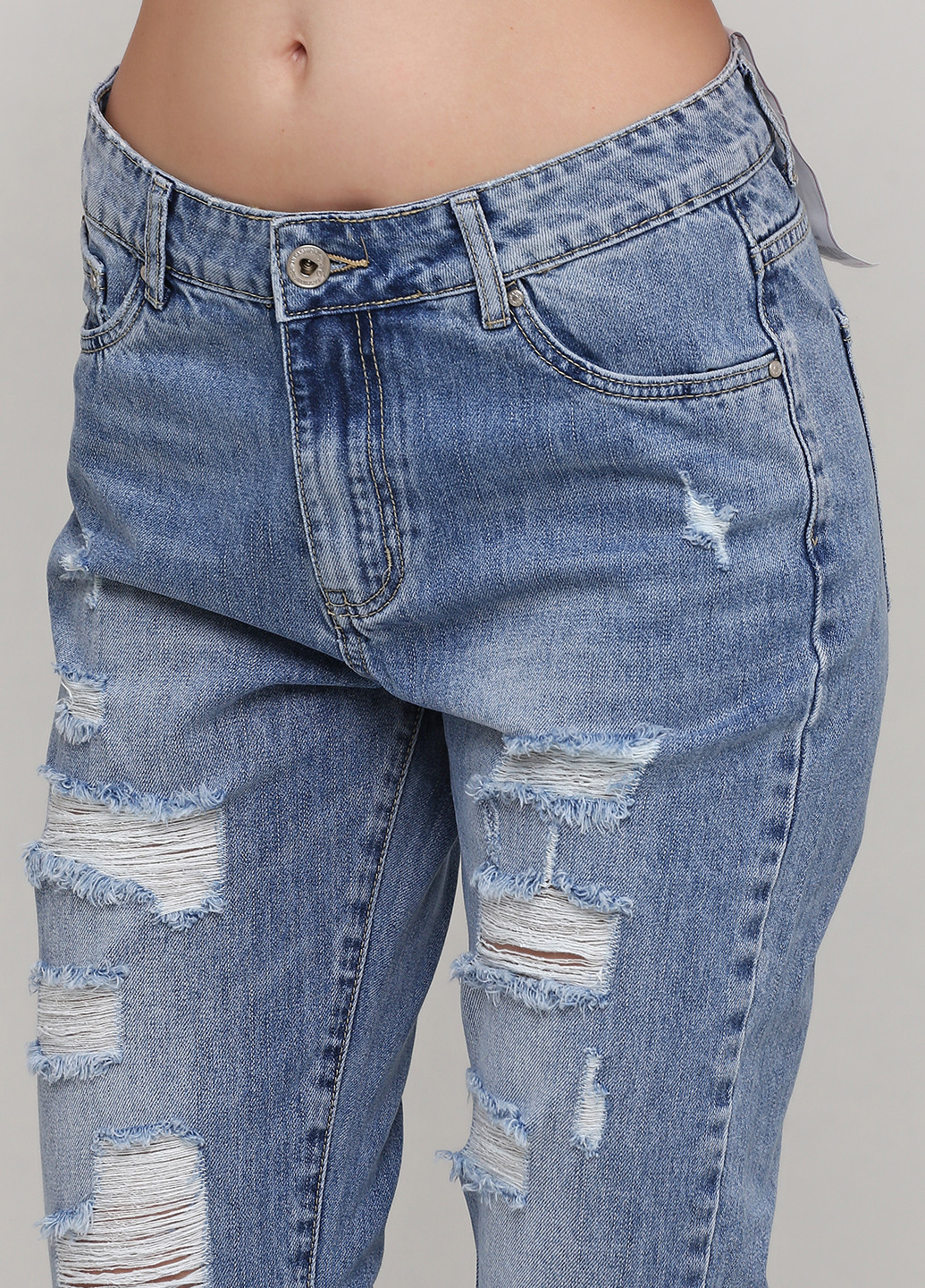 Джинси Adoro завужені однотонні блакитні джинсові бавовна