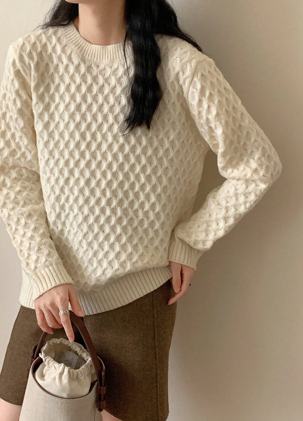 Молочный демисезонный джемпер джемпер SHEIN