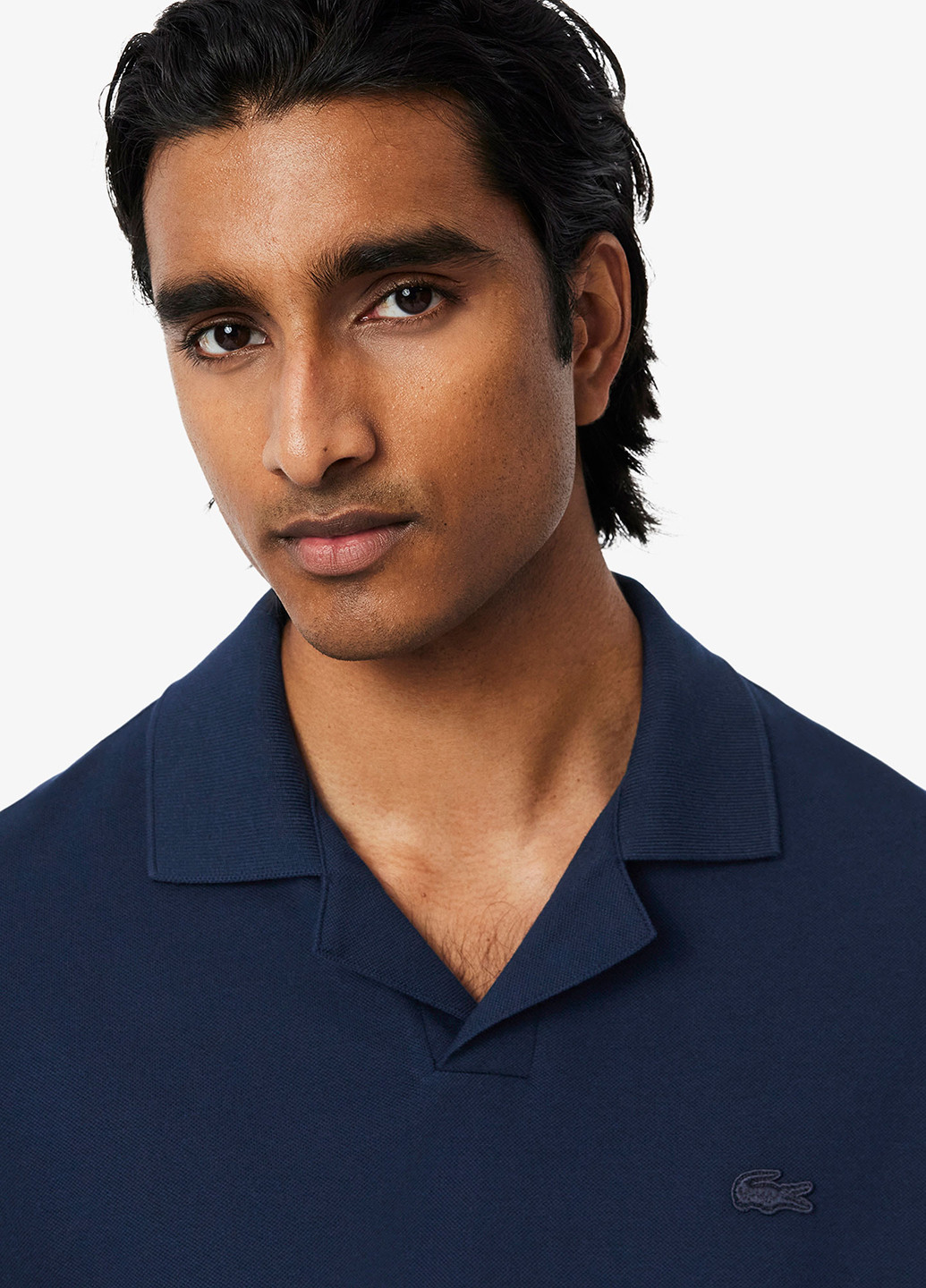 Темно-синяя футболка-поло для мужчин Lacoste однотонная
