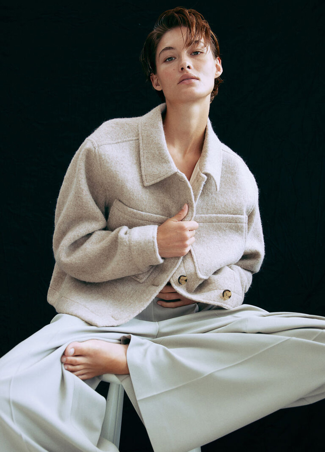 Темно-бежевый женский жакет H&M однотонный - демисезонный