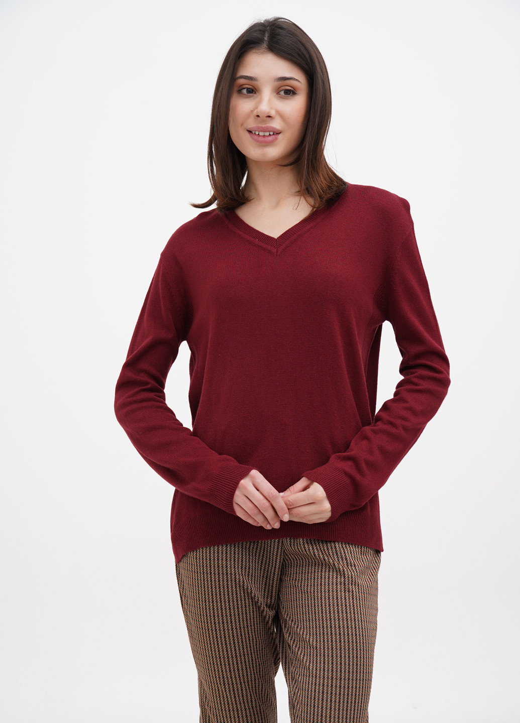 Бордовый демисезонный пуловер пуловер Terranova