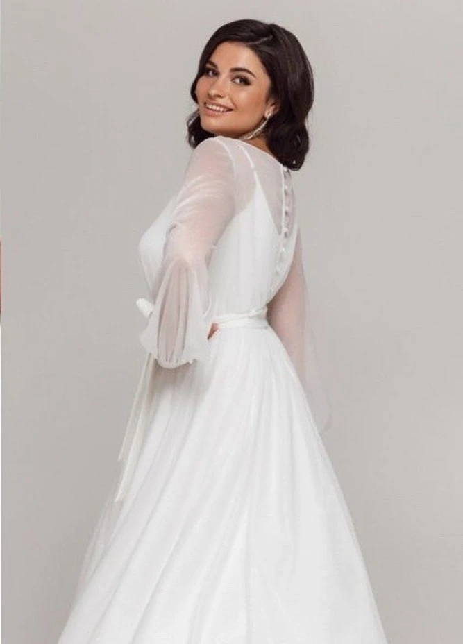 Молочна вечірня плаття, сукня з спідницею-сонце, а-силует FashionYouWant однотонна
