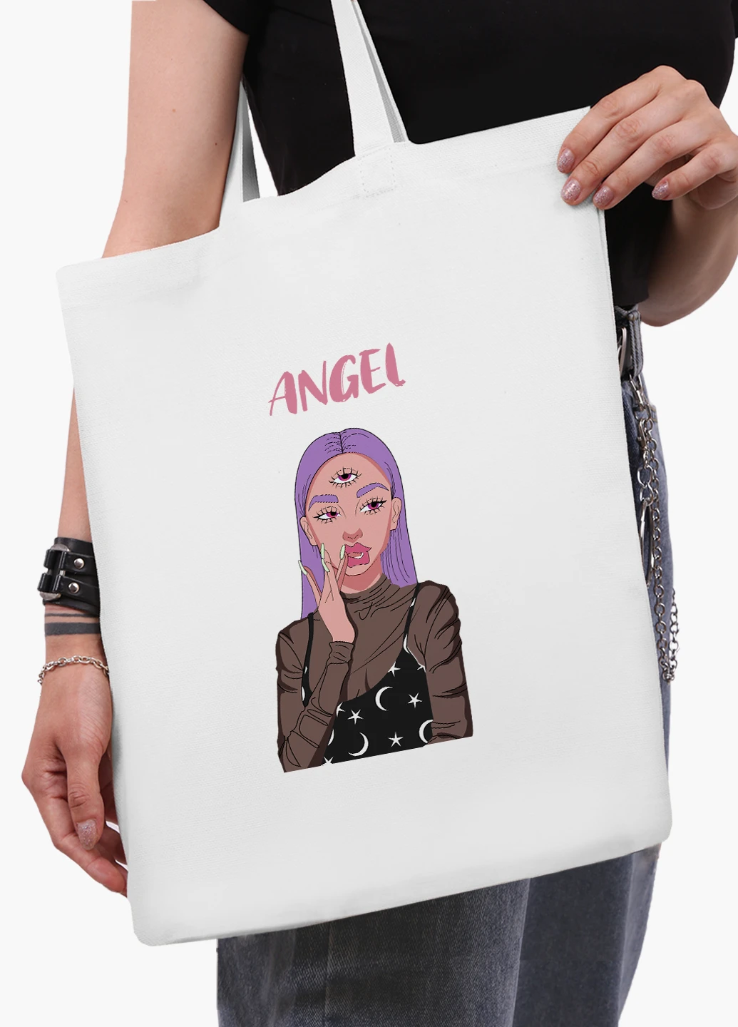Эко сумка шоппер белая Ангел Диджитал Арт (Angel Digital art) (9227-1635-WT2) Еко сумка шоппер біла 41*35 см MobiPrint (219124614)